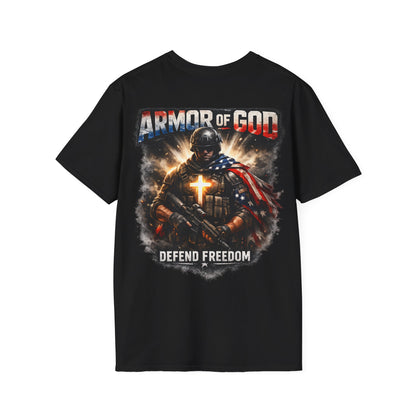 Armor of God Christian T-Shirt | Defend Freedom Faith Graphic Tee | Under His Protection Bible Shirt