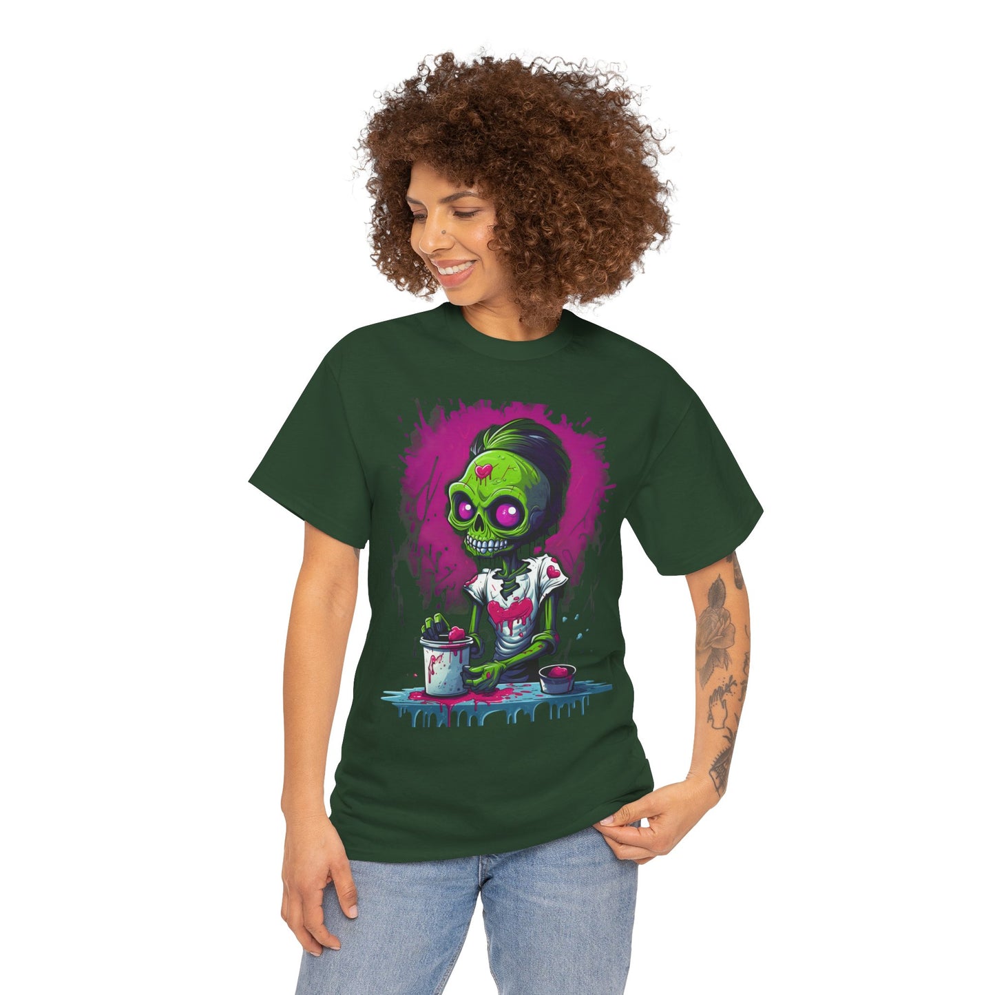 Zombie Chef T-Shirt — Neon Green Skull Cooking Graphic Tee