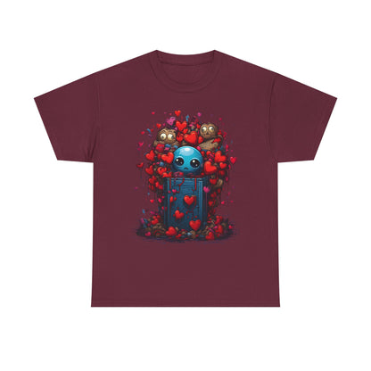 Cute Alien in Heart Garden T-Shirt — Valentine’s Day Cute Sci‑Fi Tee