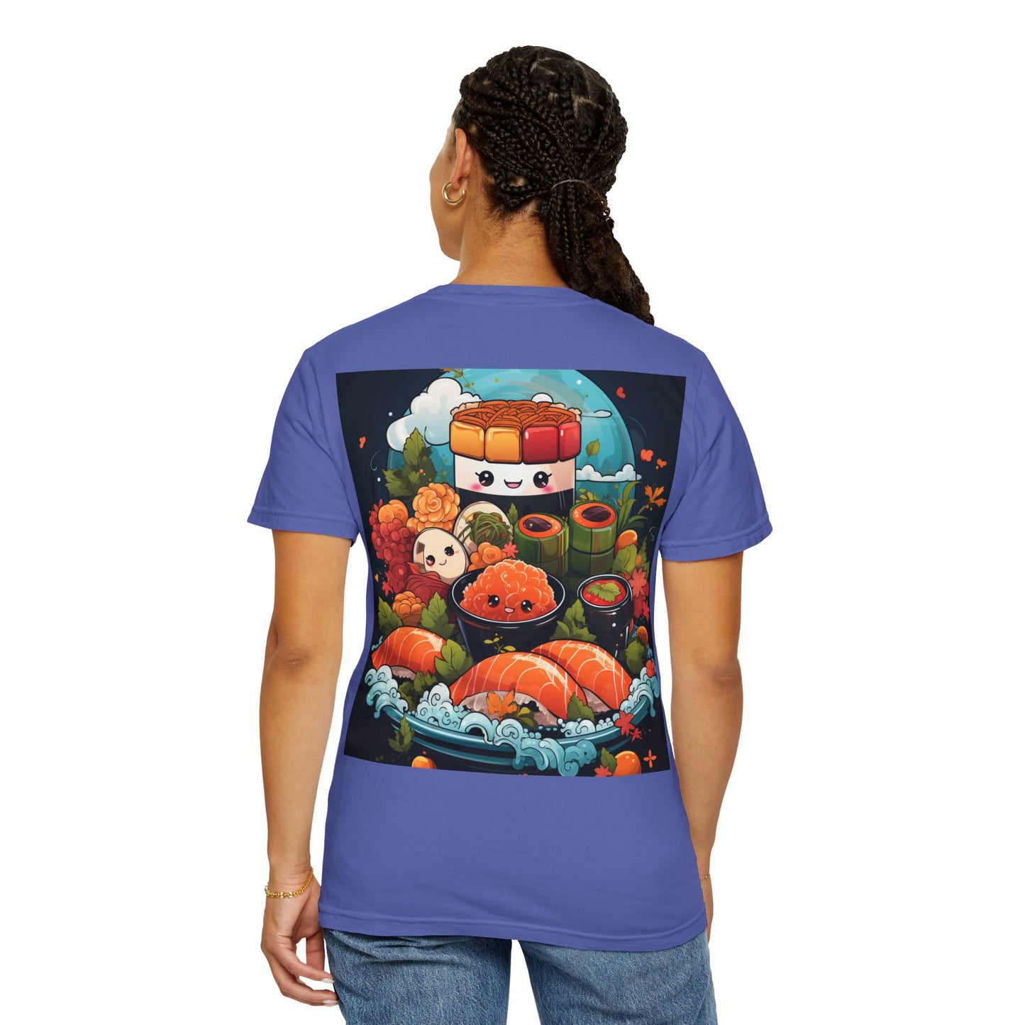 Cute Sushi Unisex T-Shirt, Fun Foodie Tee, Anime Sushi Art Shirt, Gift for Sushi Lovers, Casual Wear, Unique Graphic Tee