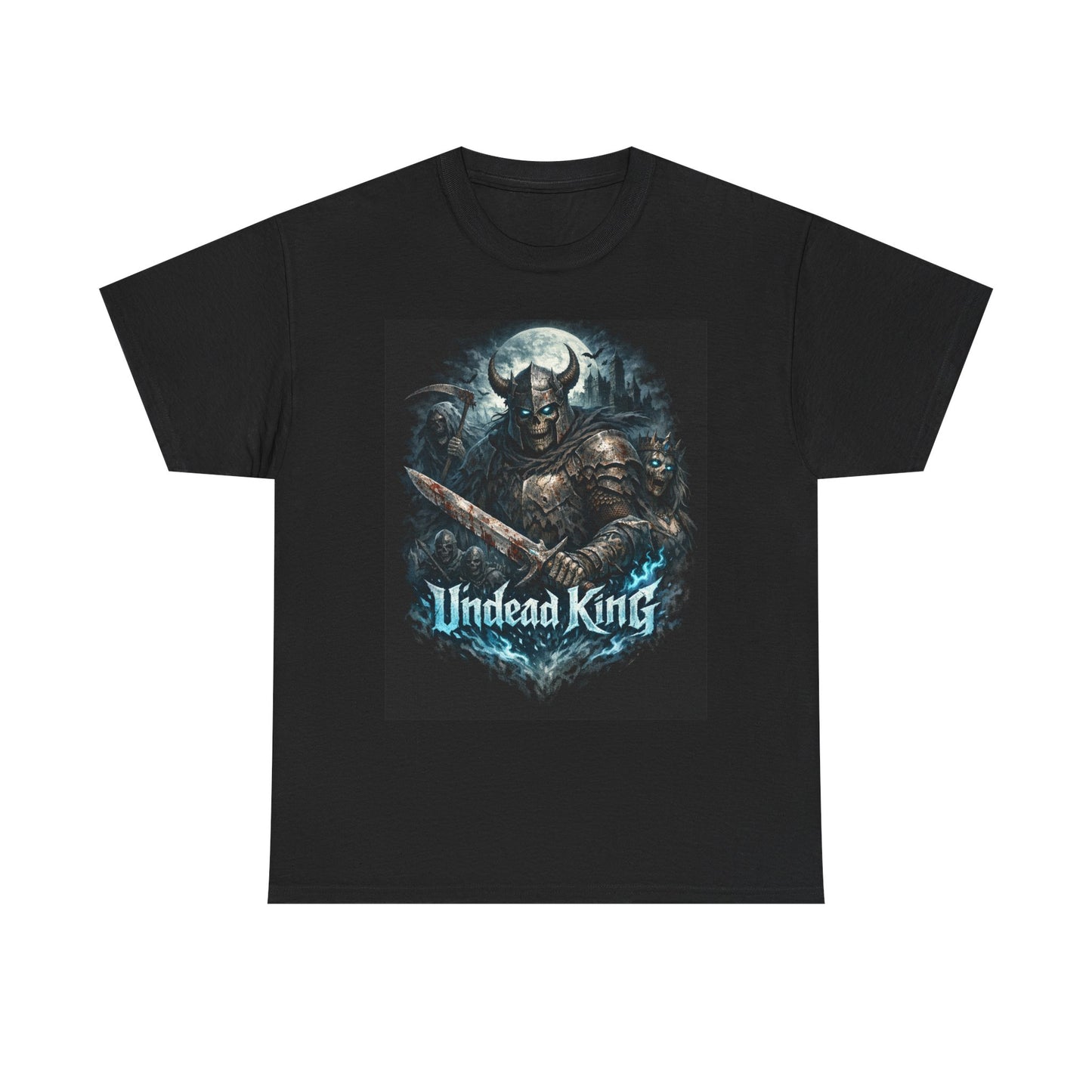 Undead King Graphic T-Shirt – Dark Fantasy Skull Warrior Tee | Gothic Viking Armor Shirt | Streetwear Horror Aesthetic Tee