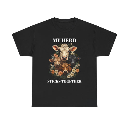 Cow Floral Tee — Farm Animal Floral Portrait T-Shirt