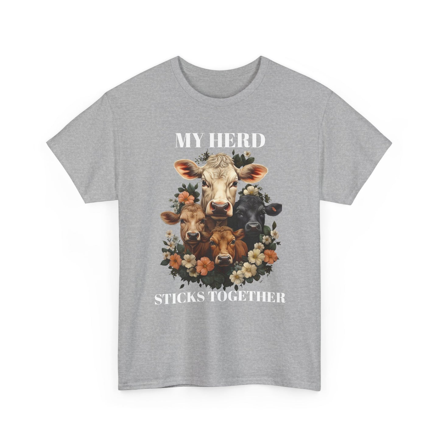 Cow Floral Tee — Farm Animal Floral Portrait T-Shirt