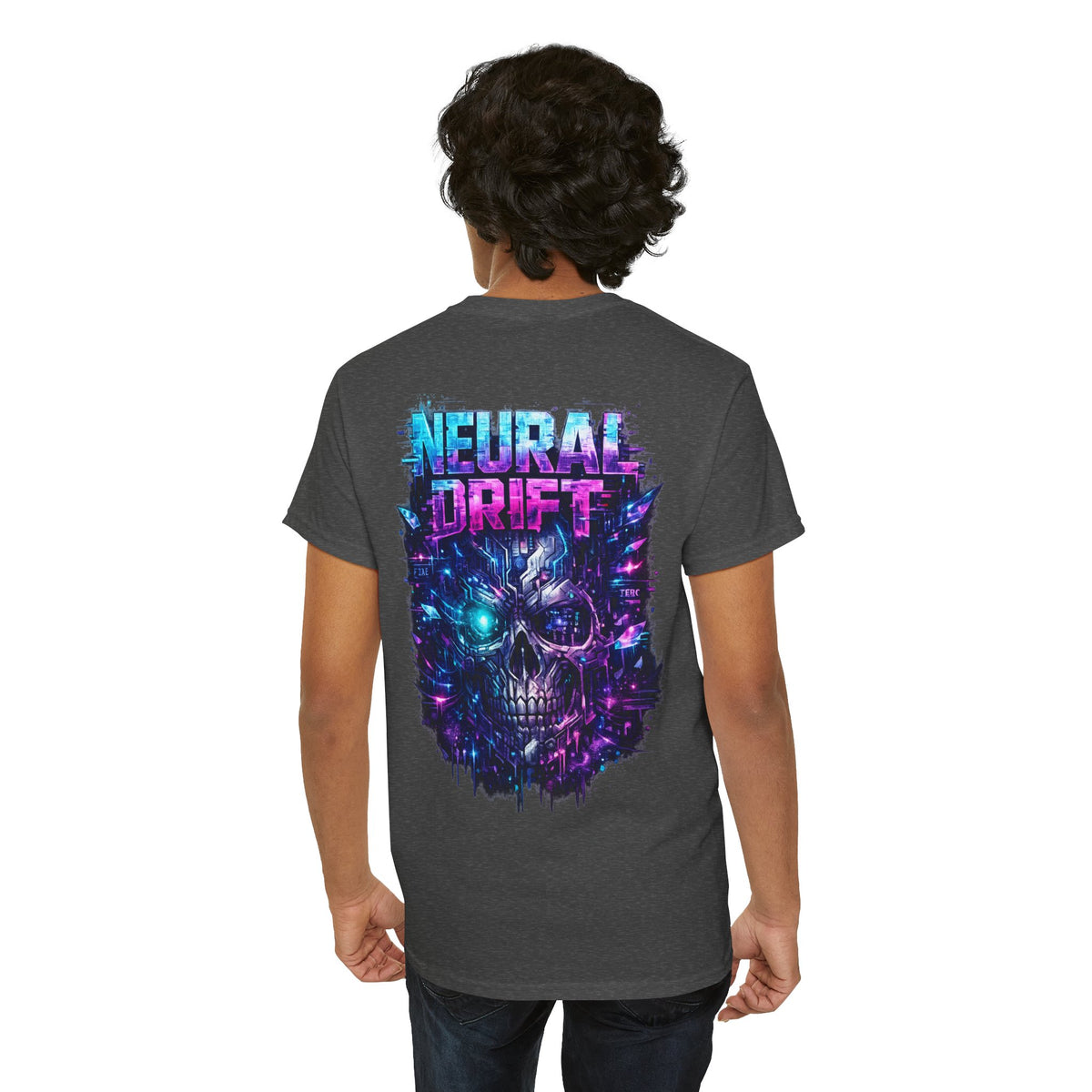 Neural Drift Cyberpunk Skull T-Shirt - product view