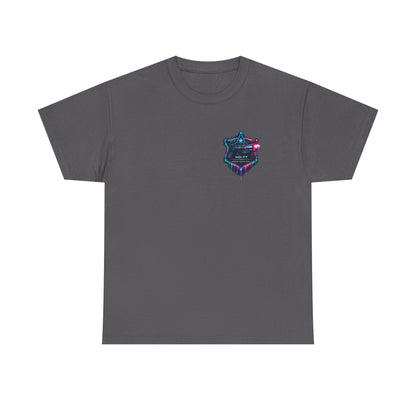 Neon Outlaw Cyberpunk T-Shirt | Futuristic Bounty Hunter Graphic Tee, Sci-Fi Streetwear Shirt