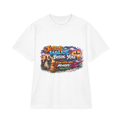 Jesus Walks Beside You T-Shirt — Christian Faith Graphic Tee