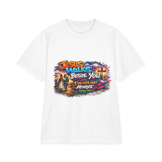 Jesus Walks Beside You T-Shirt — Christian Faith Graphic Tee