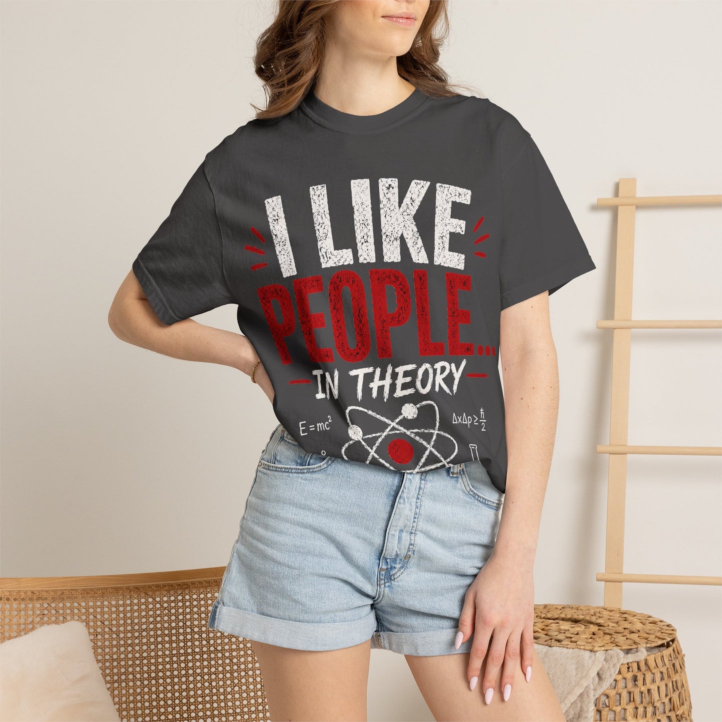 I Like People... In Theory T-shirt | Science Atom Chemistry Graphic Tee