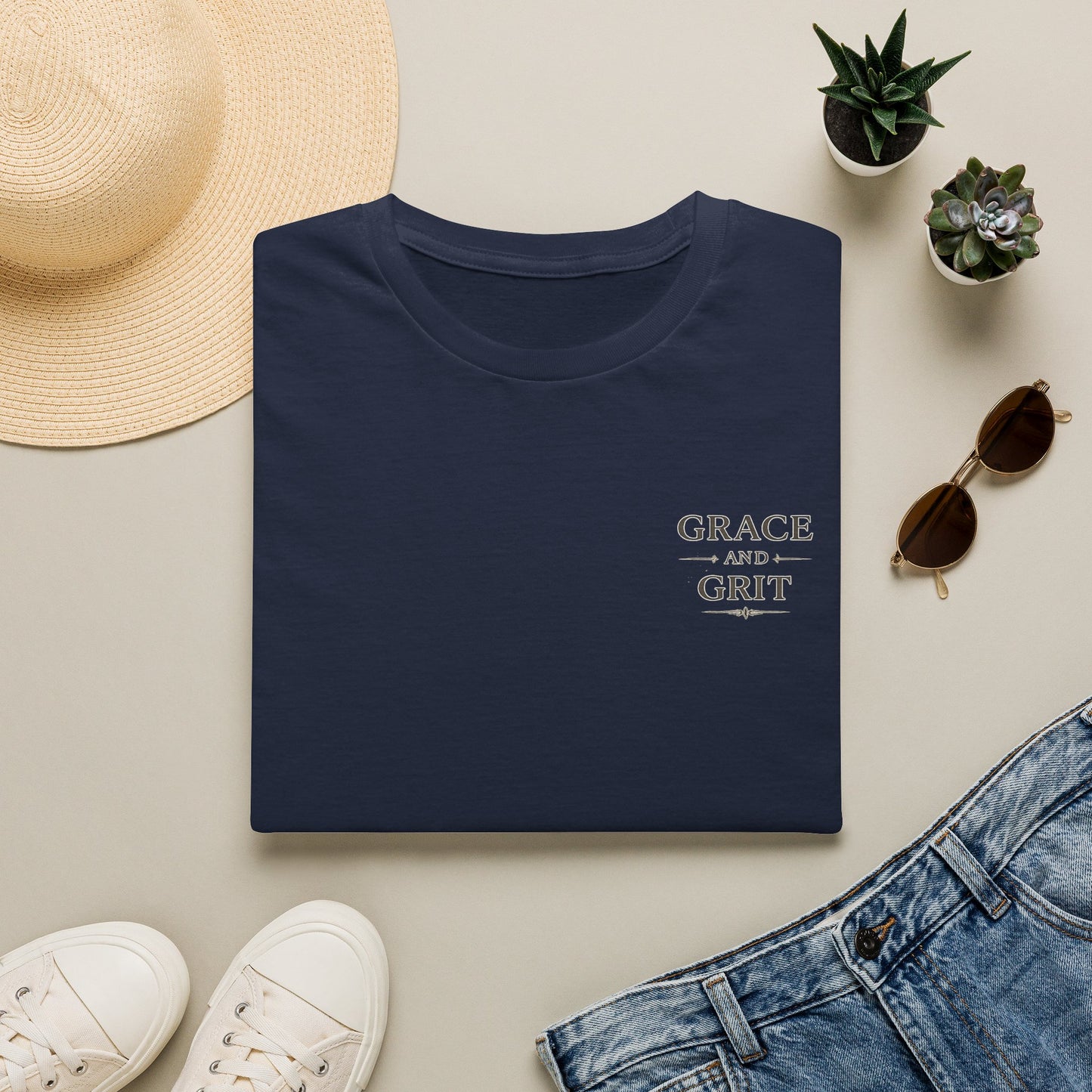 Grace and Grit Women's T-Shirt | Floral Wing Graphic Tee, Inspirational Women's Shirt, Strength and Grace Gift for Her