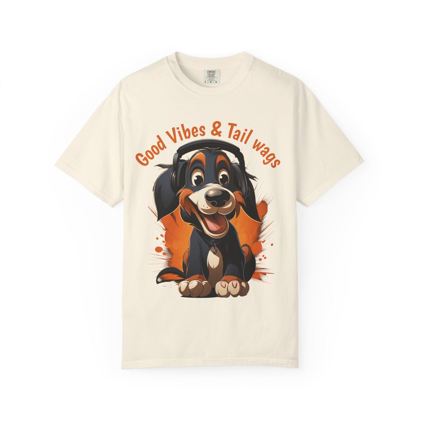 Good Vibes & Tail Wags T-shirt | Happy Cartoon Dog Design