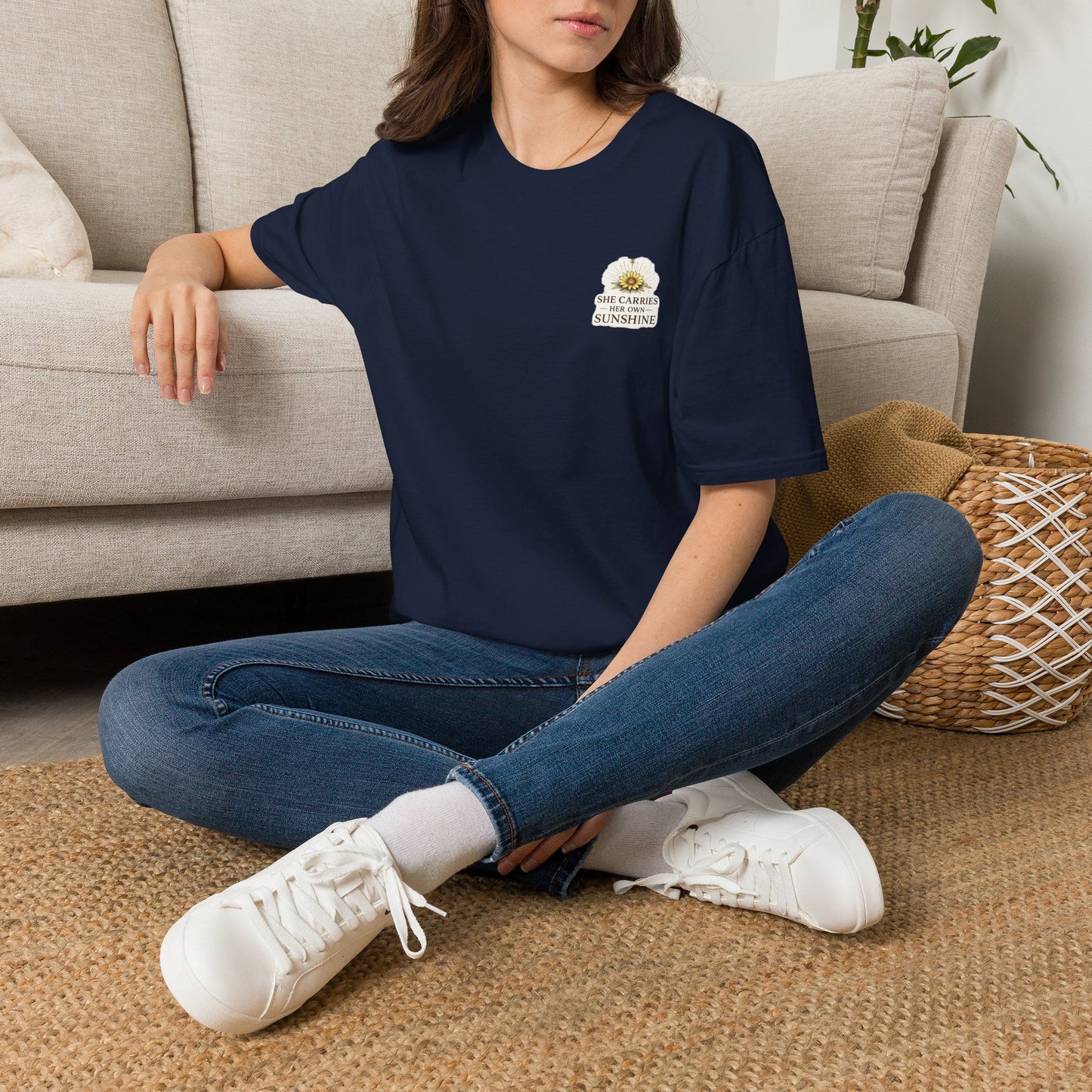 She Carries Sunshine Daisy Logo T-Shirt | Floral Positivity Tee