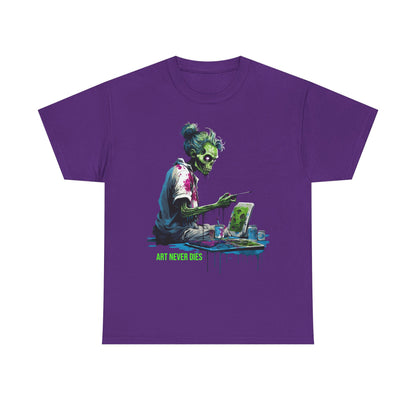 Zombie Artist T-Shirt – Art Never Dies Graphic Tee, Dark Streetwear Horror Shirt, Gothic Painter Tee, Edgy Alternative Clothing