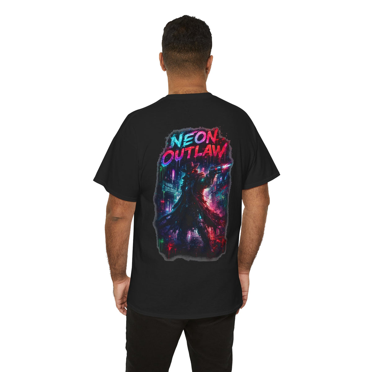 Neon Outlaw Cyberpunk Graphic T-Shirt - product view