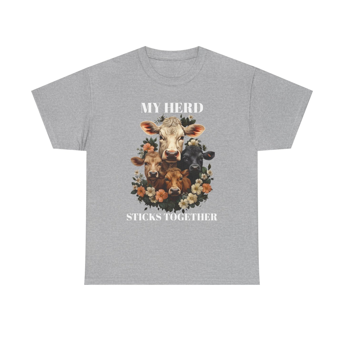 Cow Floral Tee — Farm Animal Floral Portrait T-Shirt