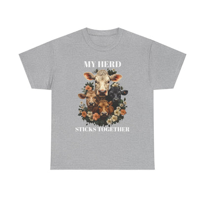 Cow Floral Tee — Farm Animal Floral Portrait T-Shirt