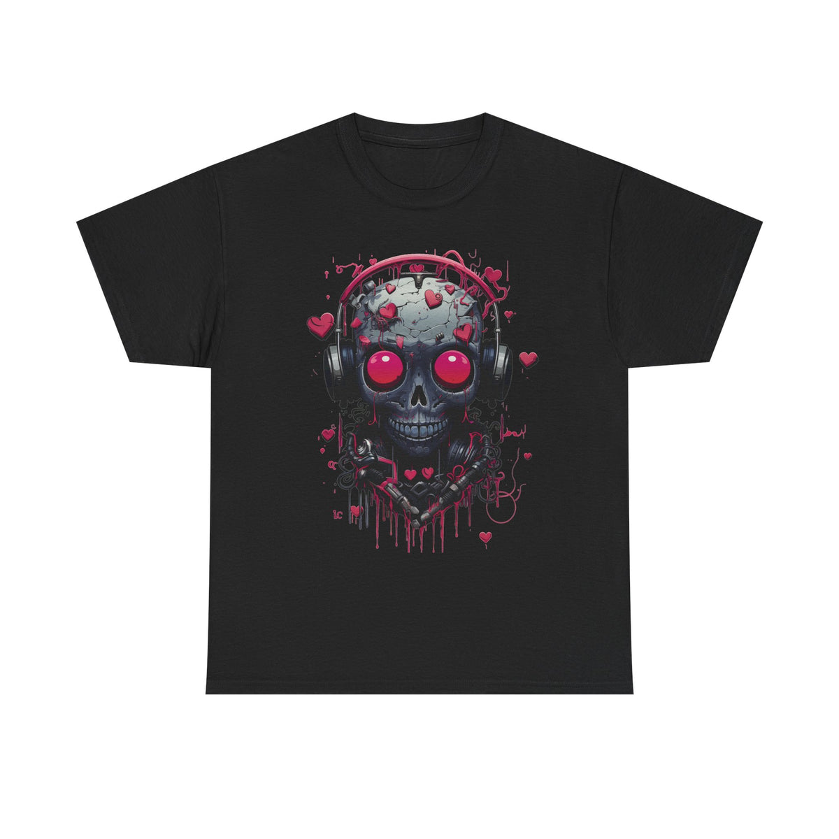 Emo Skull Headphones Graphic T-Shirt - product view