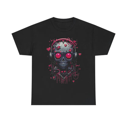 Emo Skull Headphones Graphic T-Shirt - product view