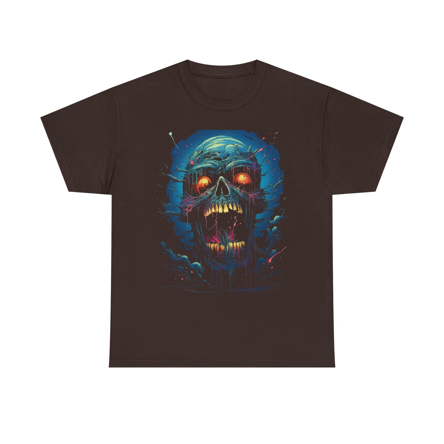 Neon Skull Horror T-Shirt — Glowing Zombie Graphic Tee for Halloween & Gothic Style