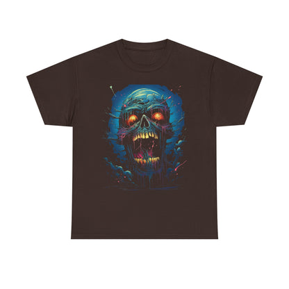 Neon Skull Horror T-Shirt — Glowing Zombie Graphic Tee for Halloween & Gothic Style