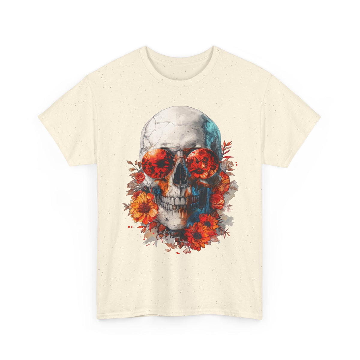 Floral Skull Sunglasses Graphic T-Shirt - product view