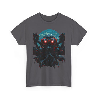 Cosmic Horror Creature T-Shirt – Retro Alien Monster with Red Glasses Graphic Tee | Sci-Fi Horror Streetwear  🧠 PRODUCT DESCRIPTION (SELLS + SEO)