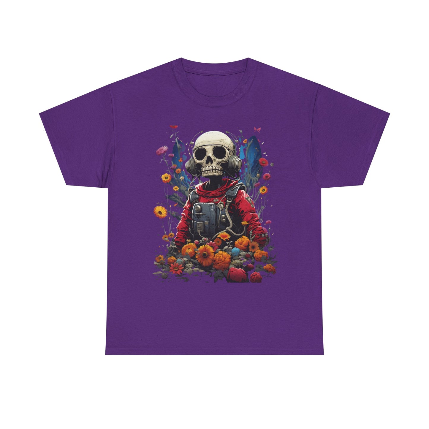 Skull Astronaut T-Shirt – Cosmic Death & Rebirth Graphic Tee, Space Skeleton Floral Shirt, Dark Aesthetic Streetwear