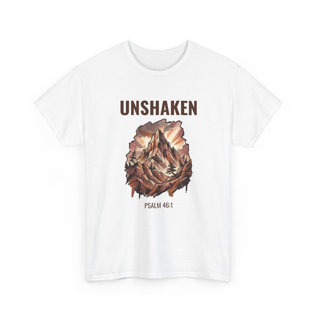 Unshaken Graffiti Mountain Faith T-Shirt – Psalm 46:1