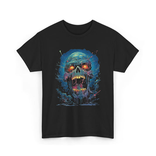 Neon Skull Graffiti T-Shirt – Gothic Horror Graphic Tee