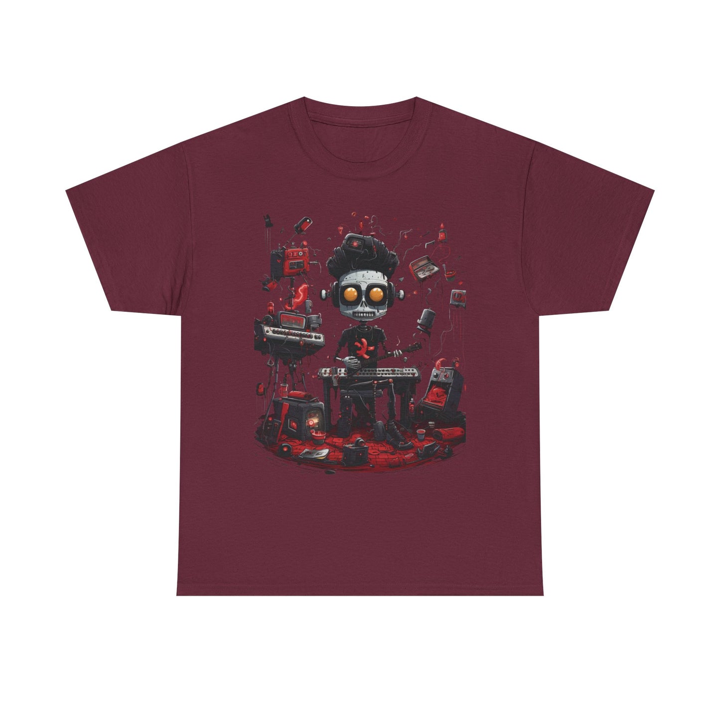 Cyberpunk Skull DJ T-Shirt — Neon Gamer Streetwear