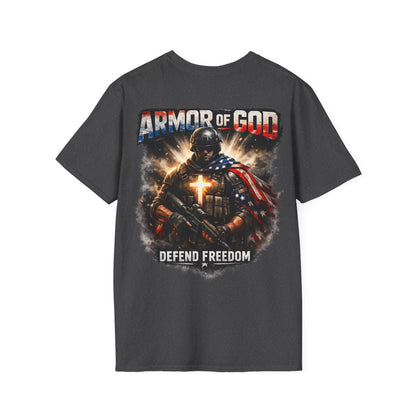 Armor of God Christian T-Shirt | Defend Freedom Faith Graphic Tee | Under His Protection Bible Shirt
