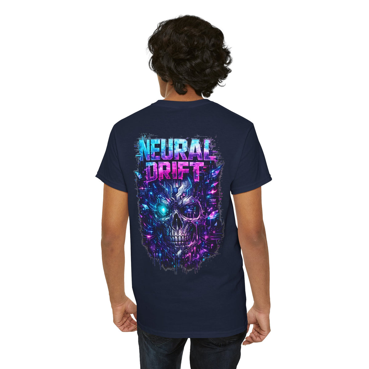 Neural Drift Cyberpunk Skull T-Shirt - product view