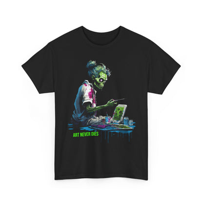 Zombie Artist T-Shirt – Art Never Dies Graphic Tee, Dark Streetwear Horror Shirt, Gothic Painter Tee, Edgy Alternative Clothing