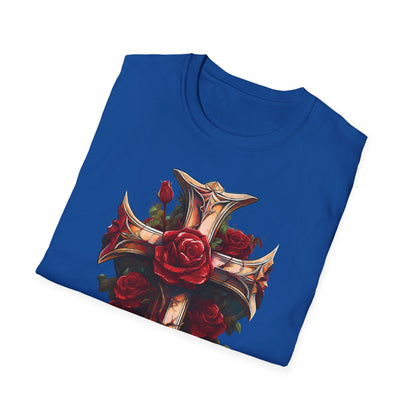 Cross & Roses T-Shirt —  Floral Christian Cross Shirt