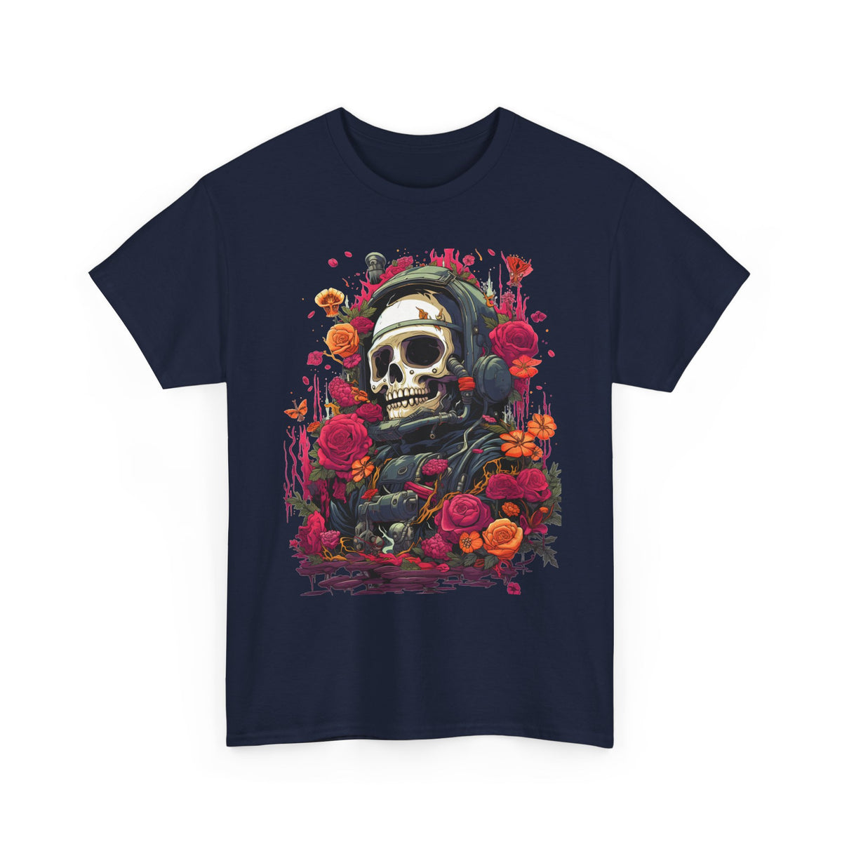 Floral Astronaut Skull Graphic T-Shirt - product view
