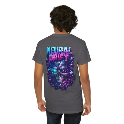 Neural Drift Cyberpunk T-Shirt | Futuristic AI Skull Sci-Fi Graphic Tee, Neon Streetwear Shirt