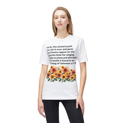 Sunflower Scripture T-Shirt — Song of Solomon 2:11-12 Floral Tee