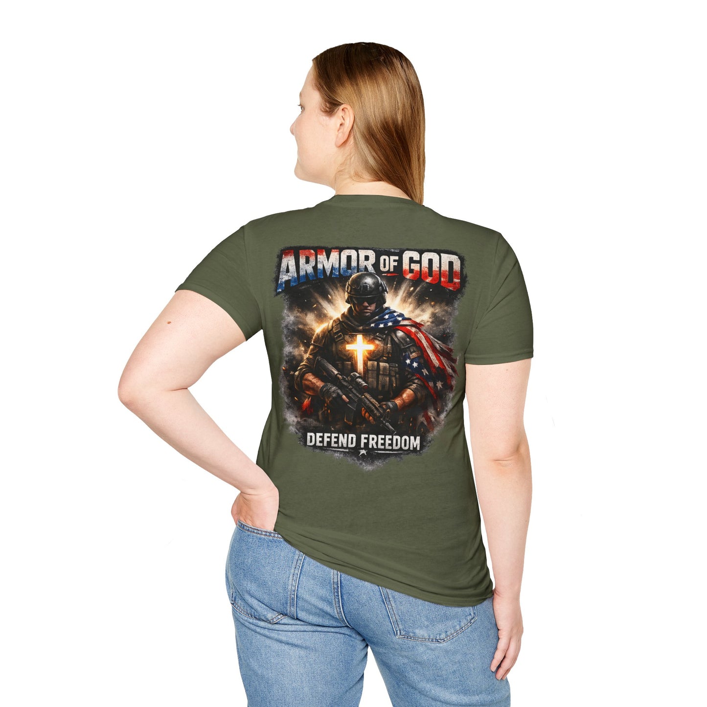 Armor of God Christian T-Shirt | Defend Freedom Faith Graphic Tee | Under His Protection Bible Shirt