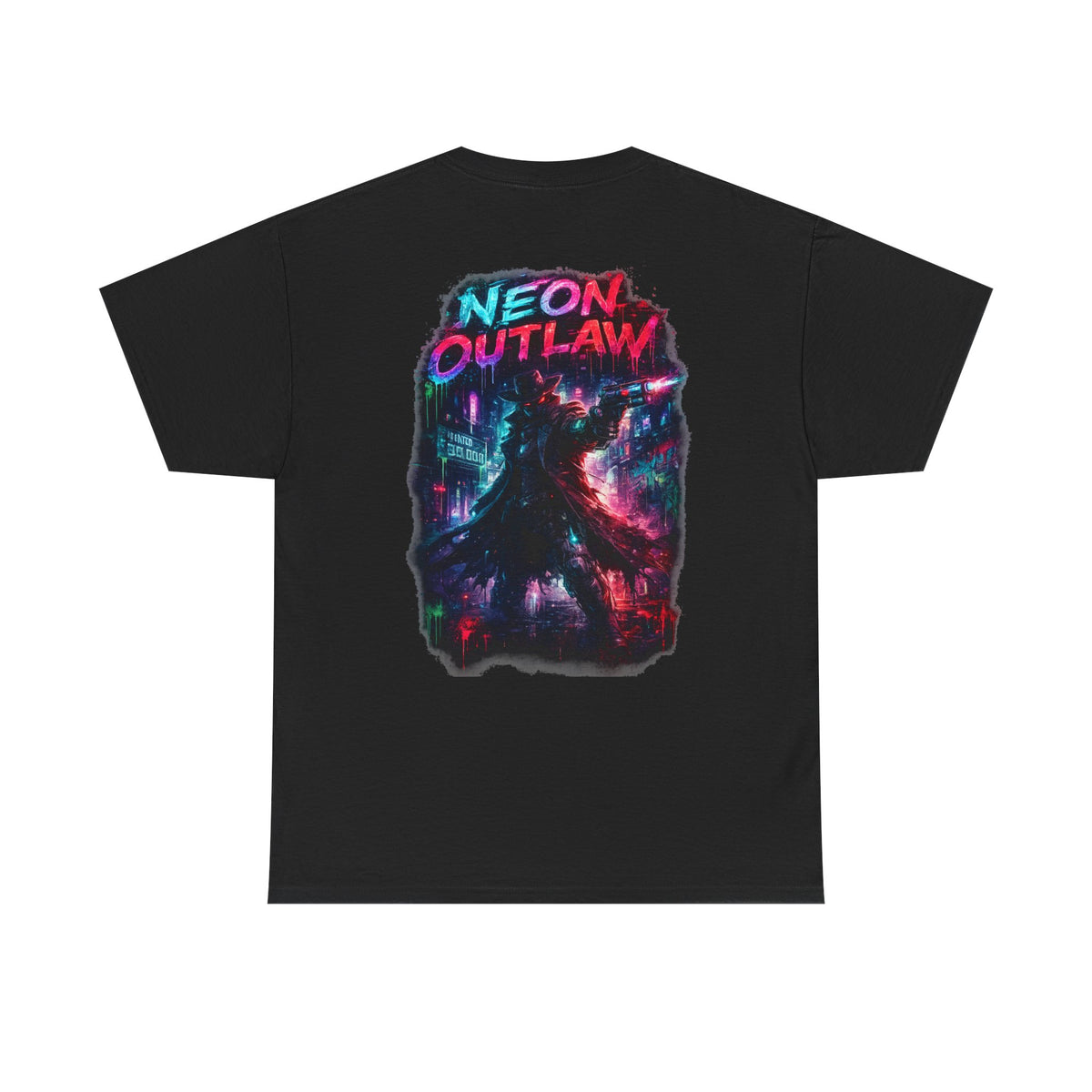 Neon Outlaw Cyberpunk Graphic T-Shirt - product view