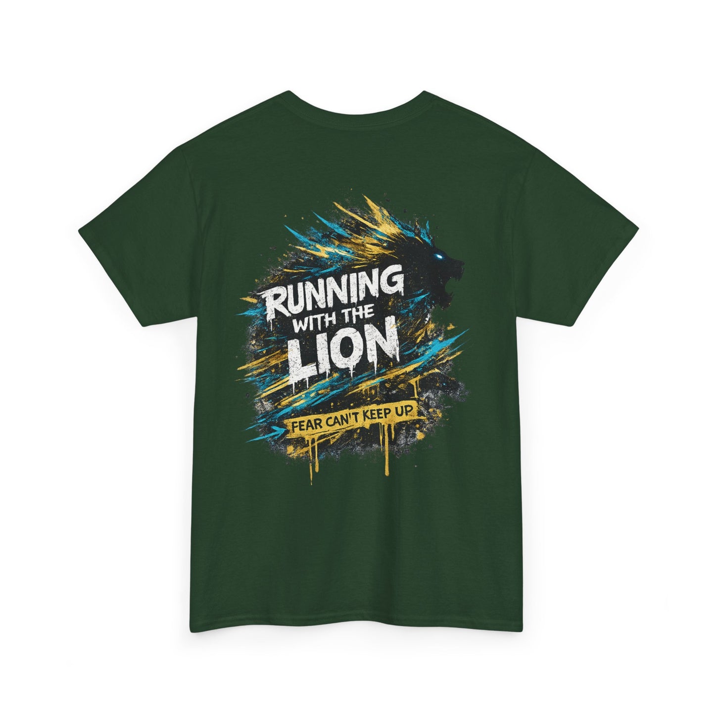 Running With The Lion Christian Graphic T-Shirt | Fear Can't Keep Up Faith Streetwear Tee