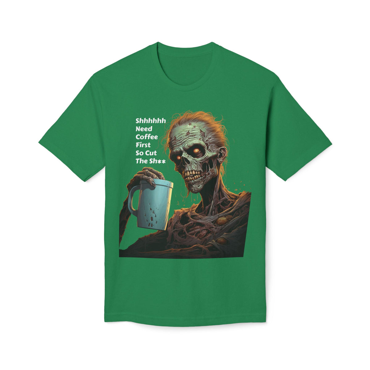 Coffee First Zombie T-Shirt | Censored Adult Humor - product view