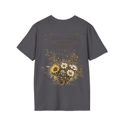 She Carries Sunshine Daisy Logo T-Shirt | Floral Positivity Tee