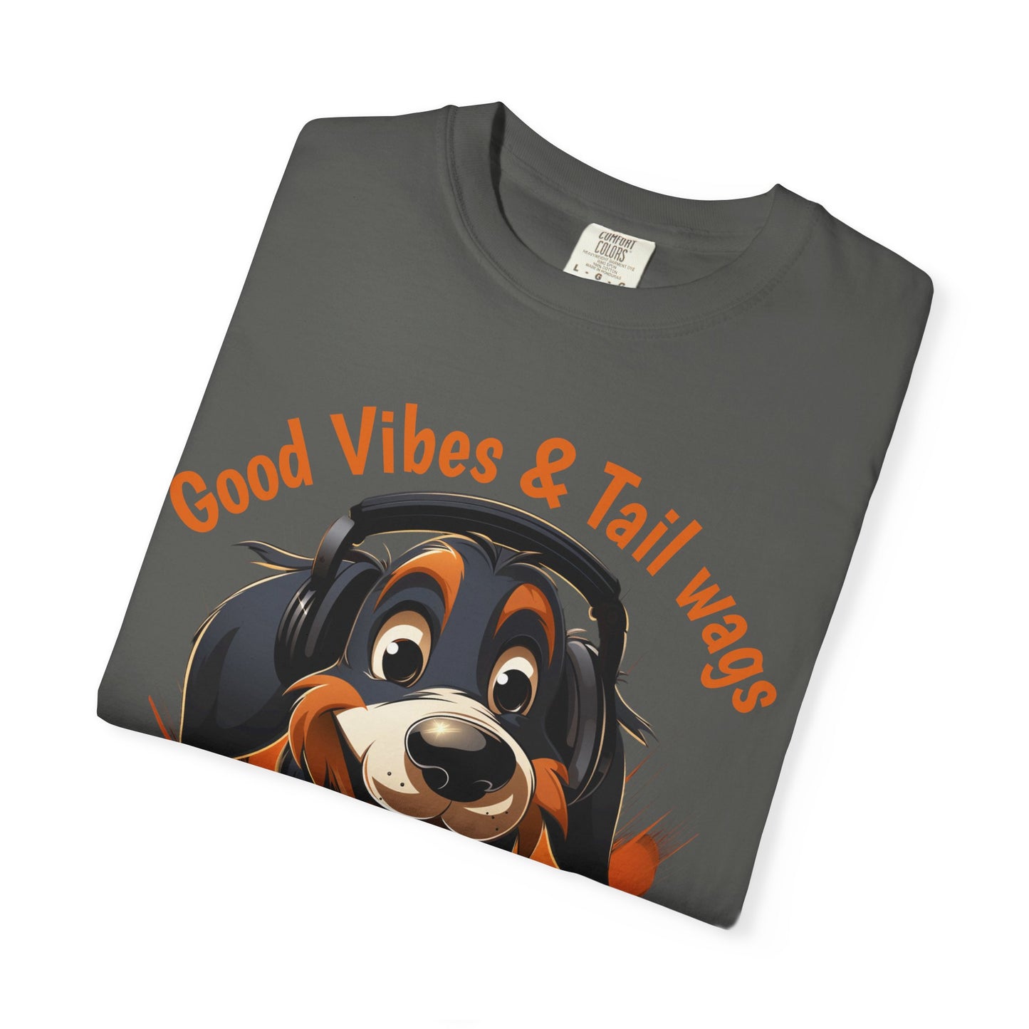 Good Vibes & Tail Wags T-shirt | Happy Cartoon Dog Design