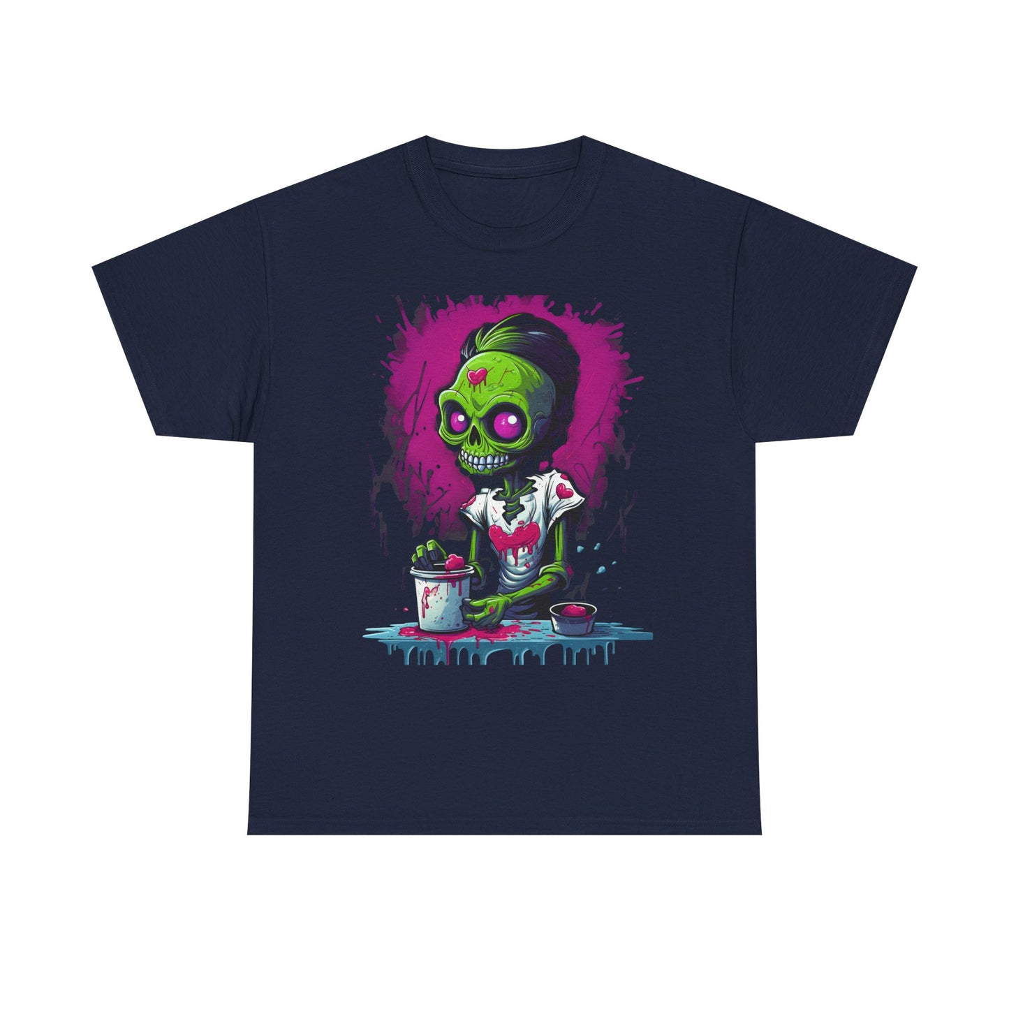 Zombie Chef T-Shirt — Neon Green Skull Cooking Graphic Tee