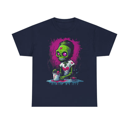 Zombie Chef T-Shirt — Neon Green Skull Cooking Graphic Tee