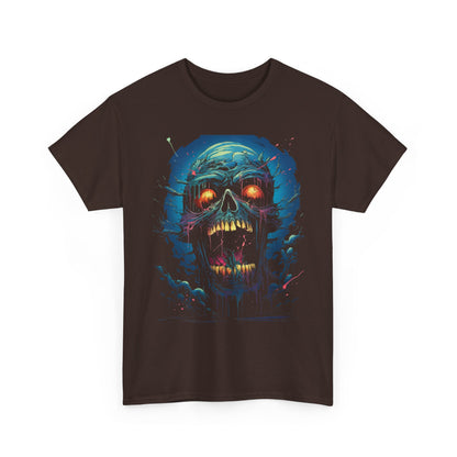 Neon Skull Horror T-Shirt — Glowing Zombie Graphic Tee for Halloween & Gothic Style