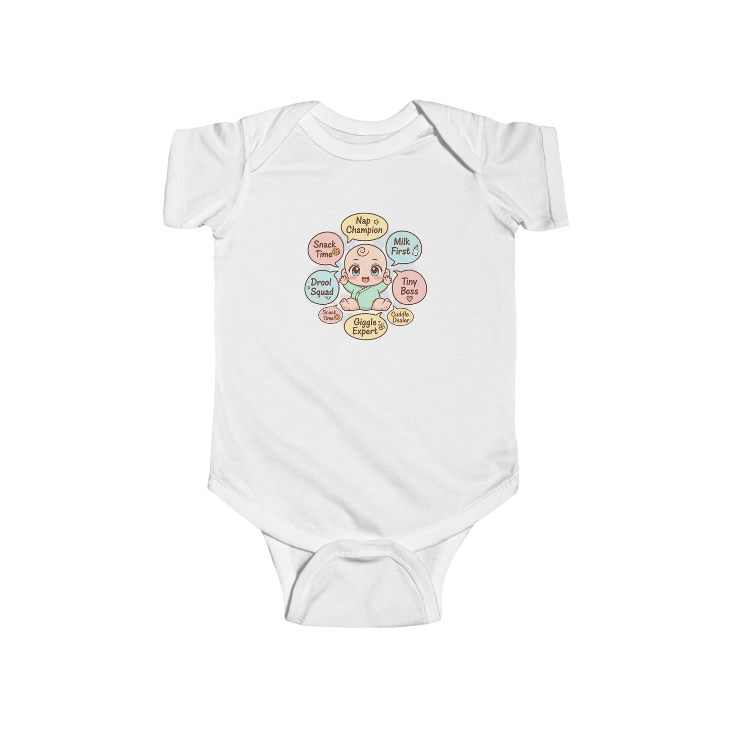 Baby Bodysuit — Cute Conversation Bubbles Design ("Beep Boop", "I'm New Here")