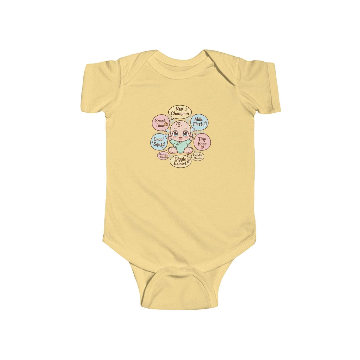 Baby Bodysuit — Cute Conversation Bubbles Design ("Beep Boop", "I'm New Here")