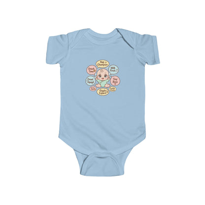 Baby Bodysuit — Cute Conversation Bubbles Design ("Beep Boop", "I'm New Here")