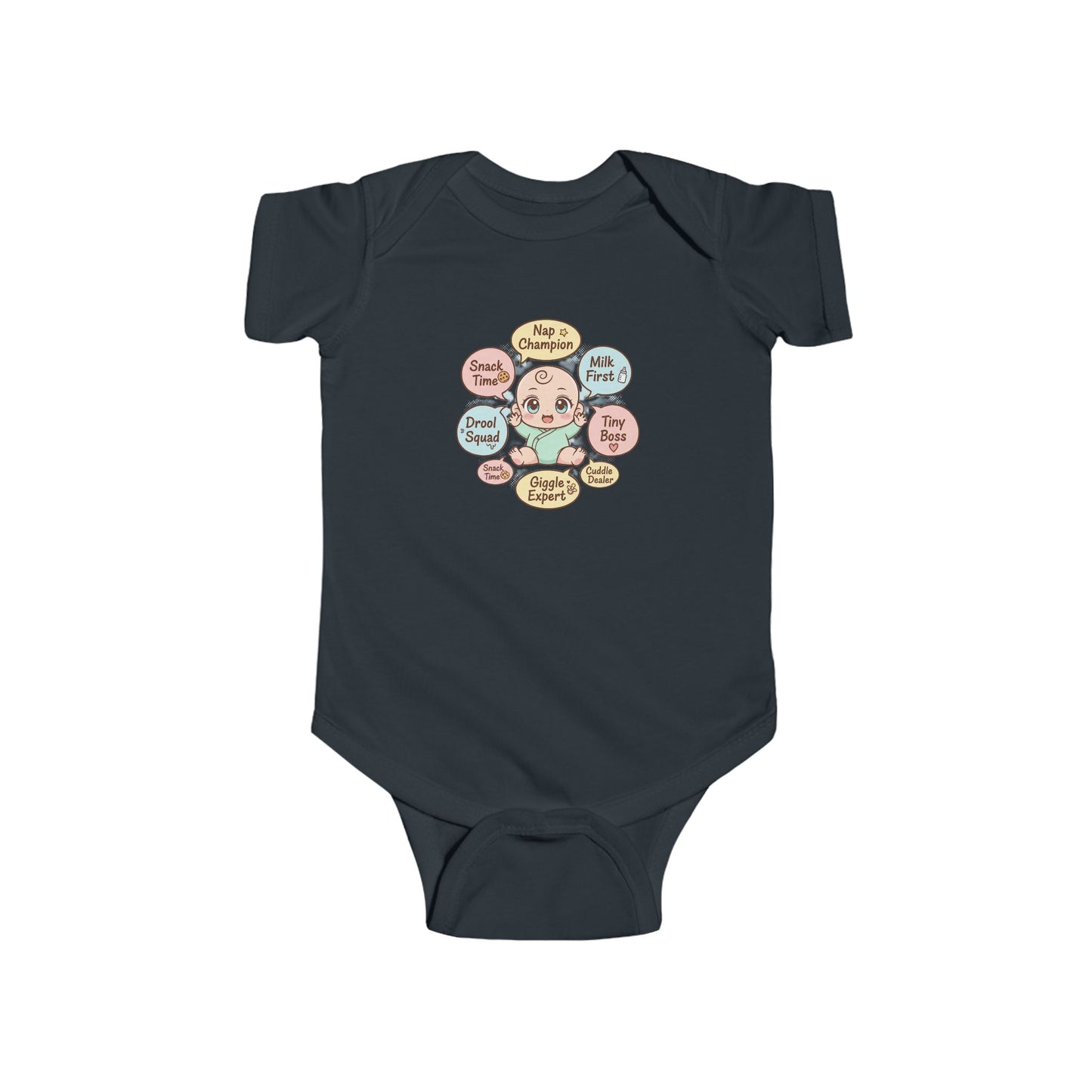 Baby Bodysuit — Cute Conversation Bubbles Design ("Beep Boop", "I'm New Here")