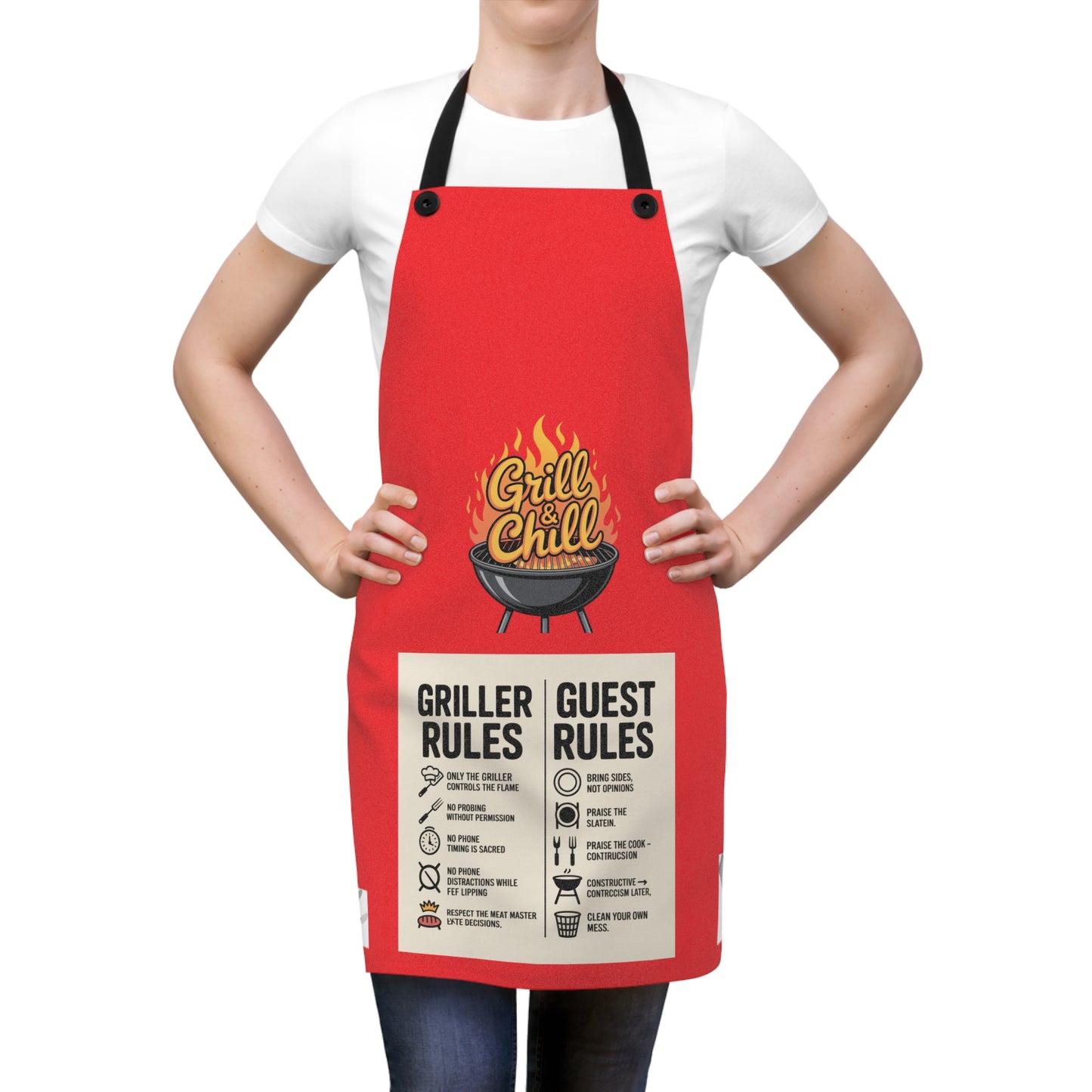 Grill & Chill Apron, Gift for BBQ Lovers, Custom Kitchen Accessory, Perfect for Cooking Parties, Summer Cookouts, Culinary Fun